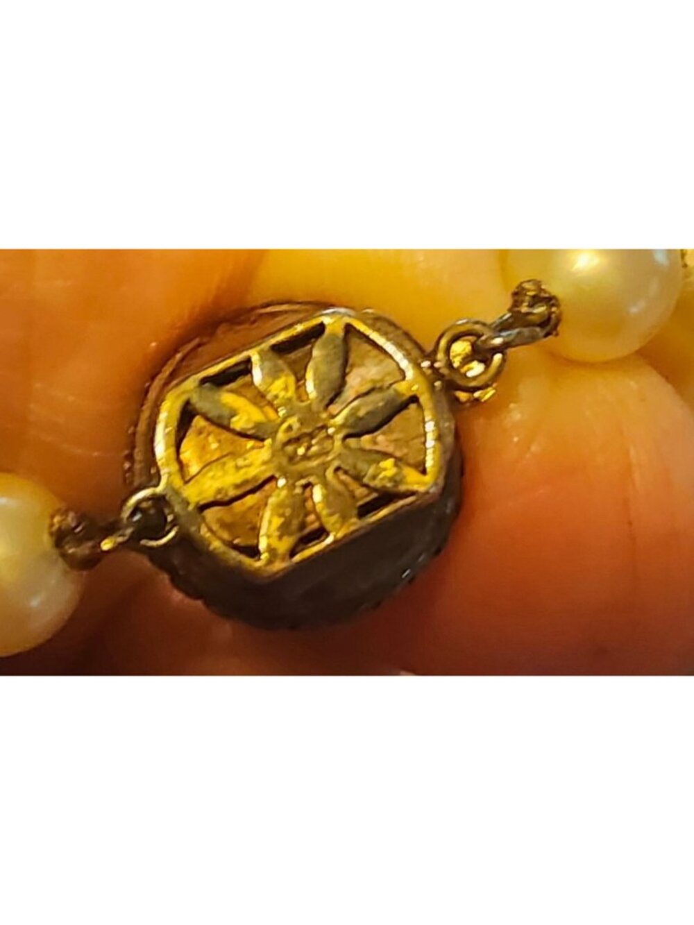Vintage Gold-Tone Glass Faux Pearl Necklace 925 Clasp - High-Quality Statement J - Picture 8 of 8